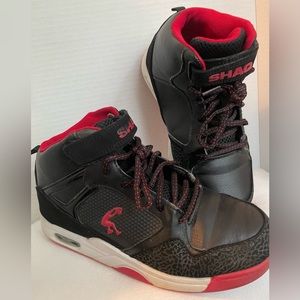 Boys Shaq Print Athletic Sneakers Black and Red High Top Shoes Size 6